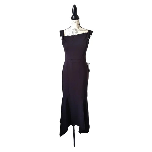 Xscape Black Sleeveless Long Gown Formal Dress Asymmetrical Neckline Size 16 - Picture 9 of 10